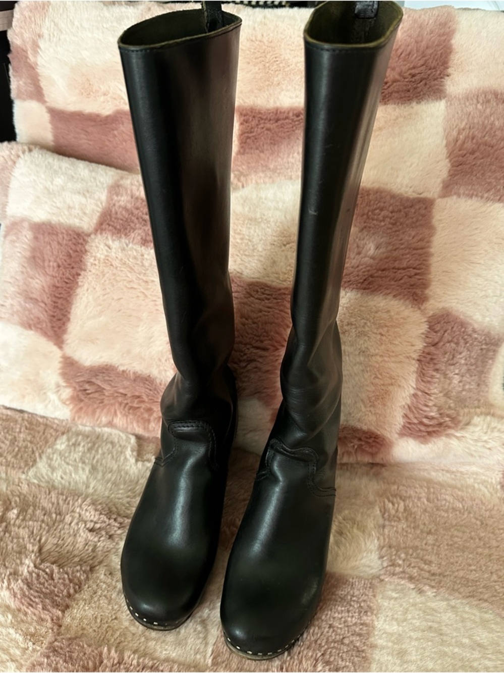 Swedish Hasbeens knee high black leather boots size 8.5 made in Italy - Picture 2 of 8